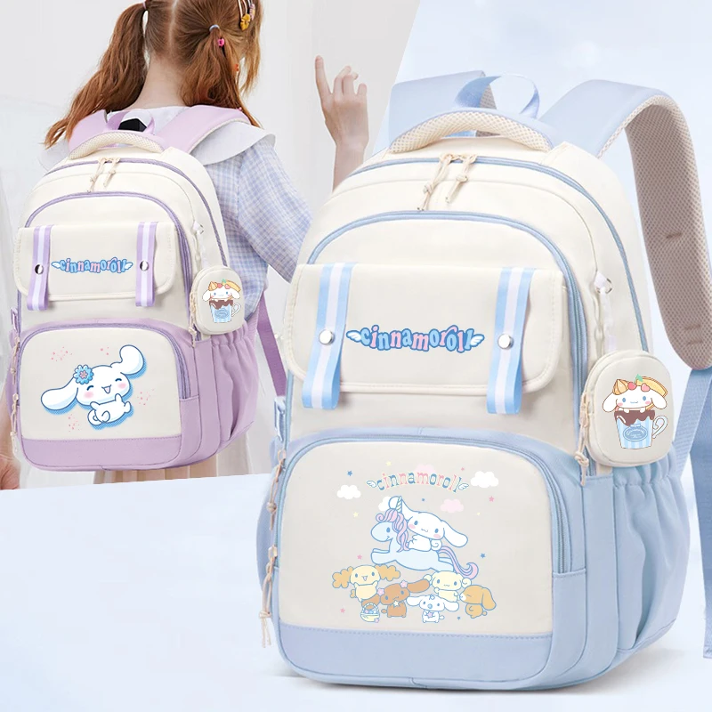 

Cinnamoroll Backpack Popular Kids Teenager SchoolBag Large Capacity Student Bookbag Girl Travel Knapsack Gift With Coin Purse