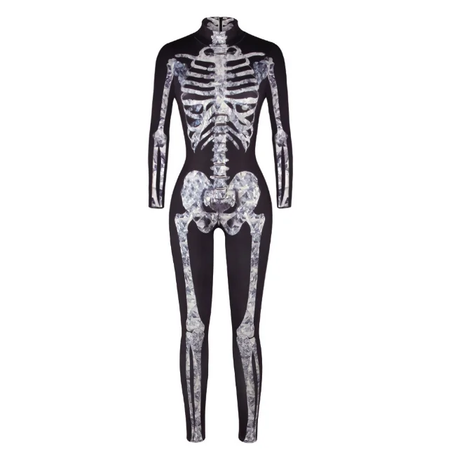 Halloween Scary Costumes Skeleton Bodysuit Skull Dresses 3D Print Ghost Zombie Disfraz Carnival Party Stage Performance Clothing