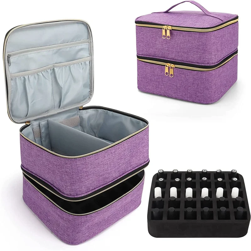 1PC 30 Bottles Pink Nail Dryer Organizer Box Nail Polish Storage Bag Essential Oil Case Cosmetic Handbag Nailpolish Organizer