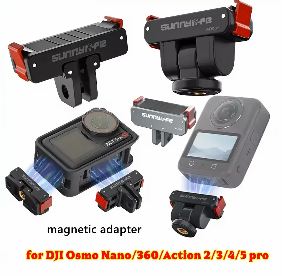 

Sunnylife adapter For DJI Osmo Nano/360/Action5/4/3 Expansion of metal magnetic quick release folding adapter cameras accessory