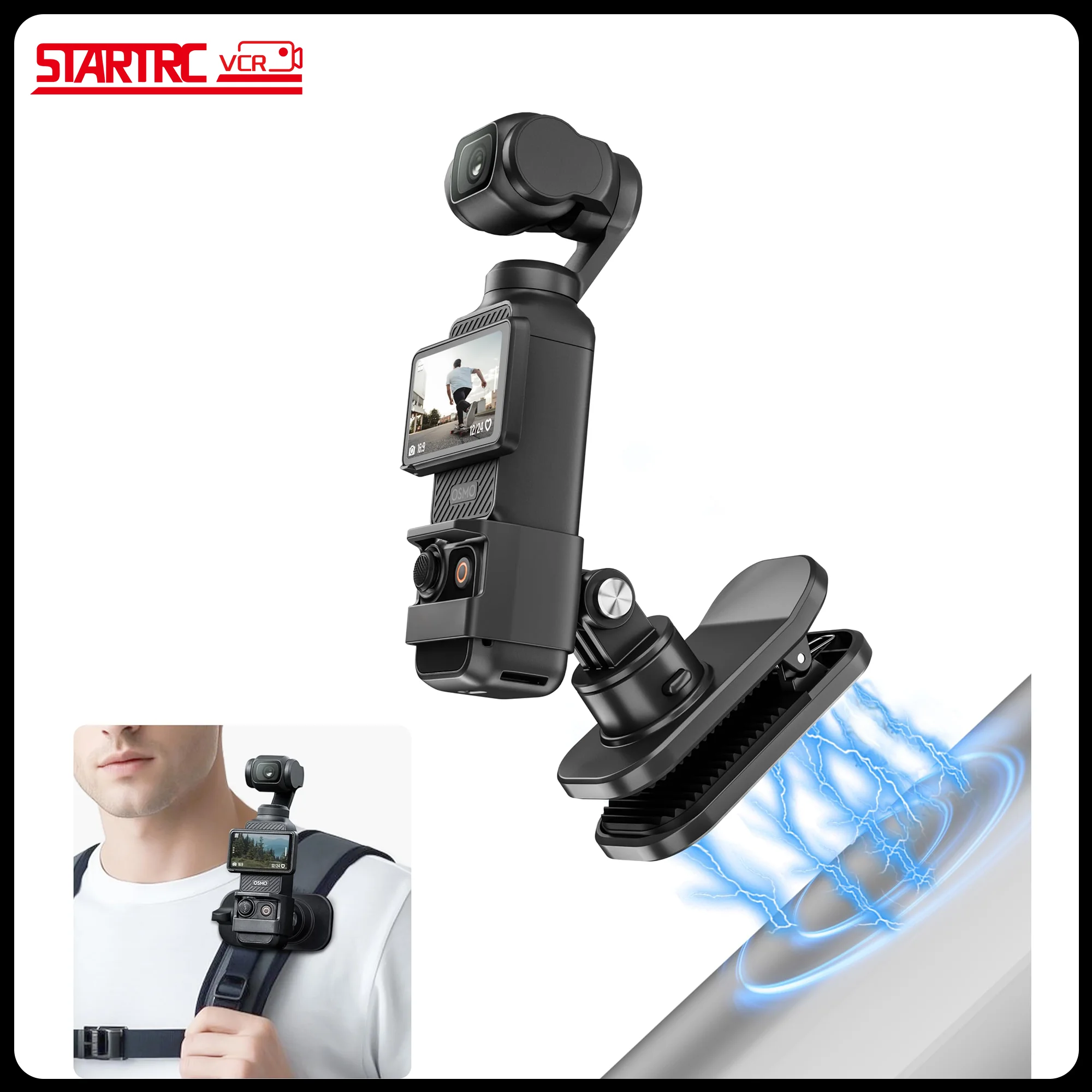 

Крепление для рюкзака Osmo Pocket 3, 360° ° Магнитное крепление для DJI Action 6/5 Pro/4/Xtra Muse, мощный магнитный адаптер-клипса для рюкзака