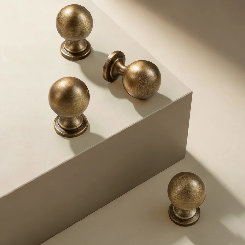 Dooroom Solid Brass Smooth Round Cabinet Knobs Drawer Handles Wardrobe Touch Comfortable Feel Cupboard Pull