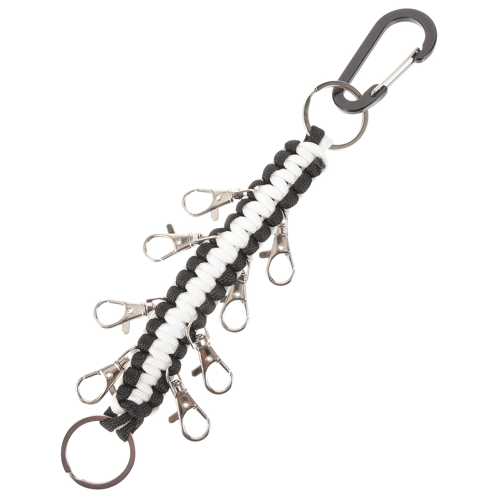 

Multi-Function Braided Keychain Heavy Duty Paracord Tool Lanyard Carabiner Buckle Outdoor Survival Key Holder Camping Cheer Bow