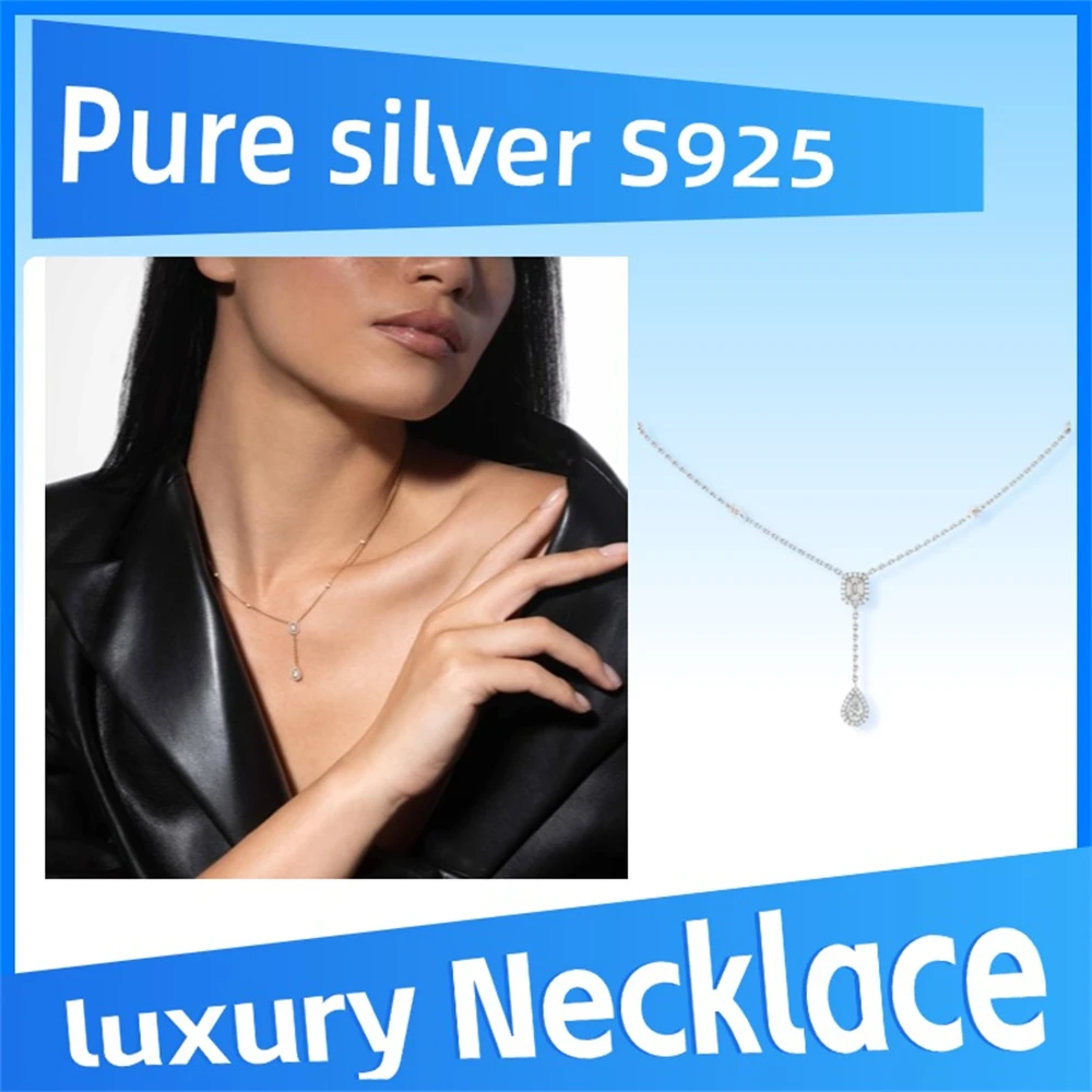 

Pure 925 Sterling Silver My Twin Tie necklace Exquisite and original, dazzling and elegant, luxurious jewelry gift
