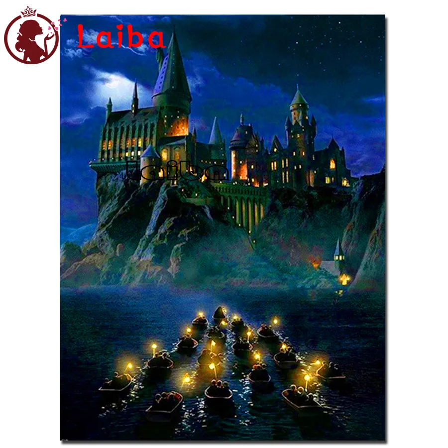 Harry Castle Magic School Landscape 5D Diamond Painting, Full Drill, Square, Round, DIY Cross Stitch, Mosaic Rhinestone