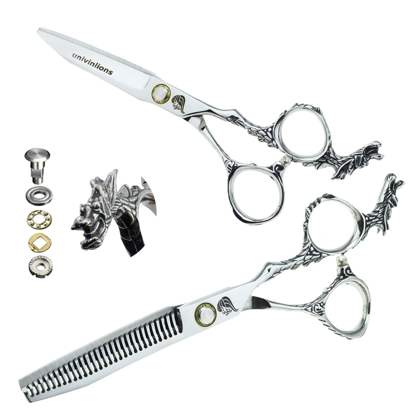 

6" 440C Alloy Professional Barber Scissors Hairdressing Scissors Hairdresser Thinning Shears Hair Cut Tools Pet Dog Grooming