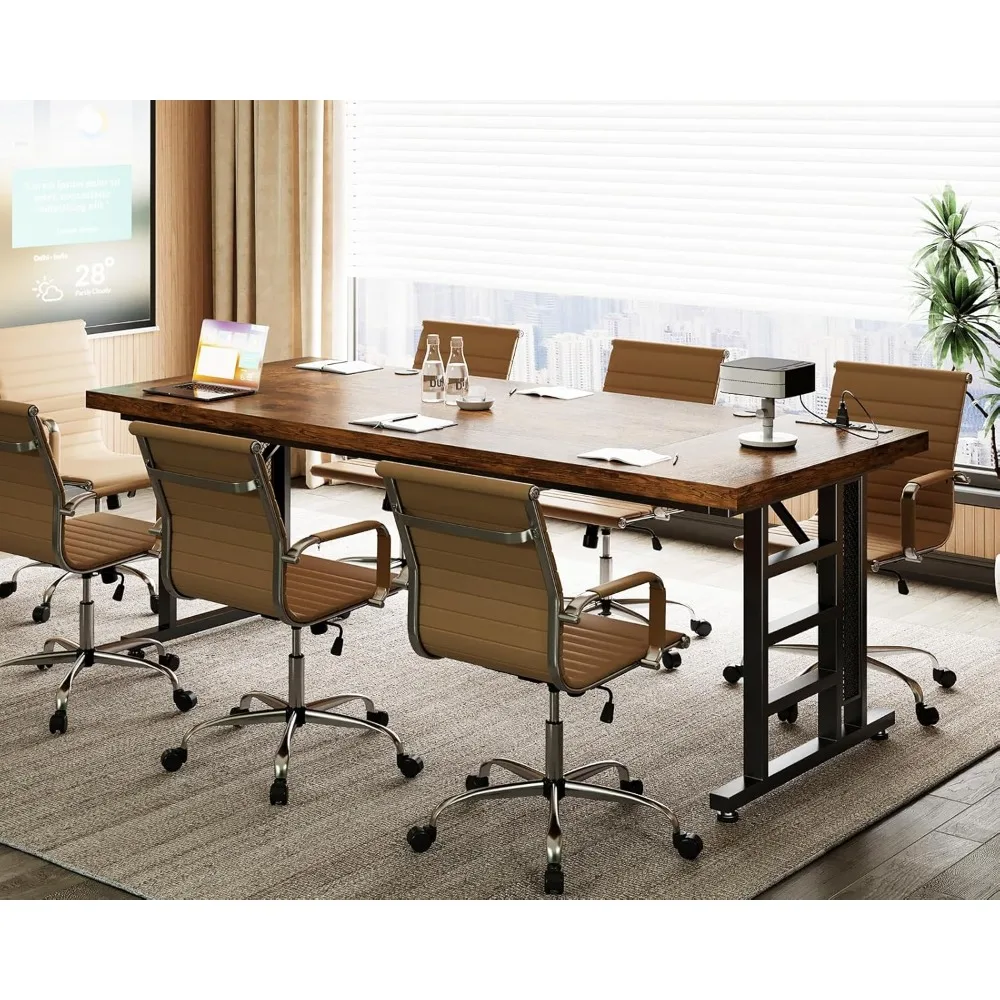 Biurko administracyjne 71 cali z portem USB, duże biurko komputerowe o powiększonej grubości, długie nowoczesne biurko, stół roboczy.