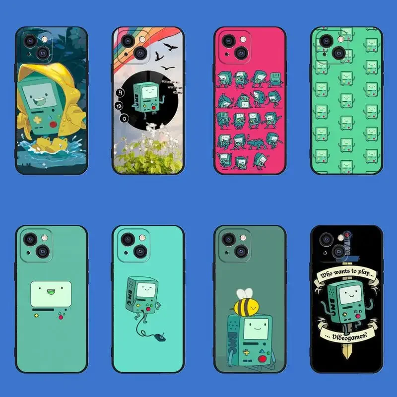 Adventurer-time BMO Cute Robot Phone Case For iPhone 11 12 Mini 13 14 15 PRO XS MAX X XR 6 7 8 Plus Black Shell