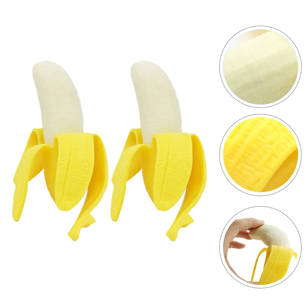 2 Pcs Banana Squeeze Toy Fruit Slow Resilience Plaything Child Kids