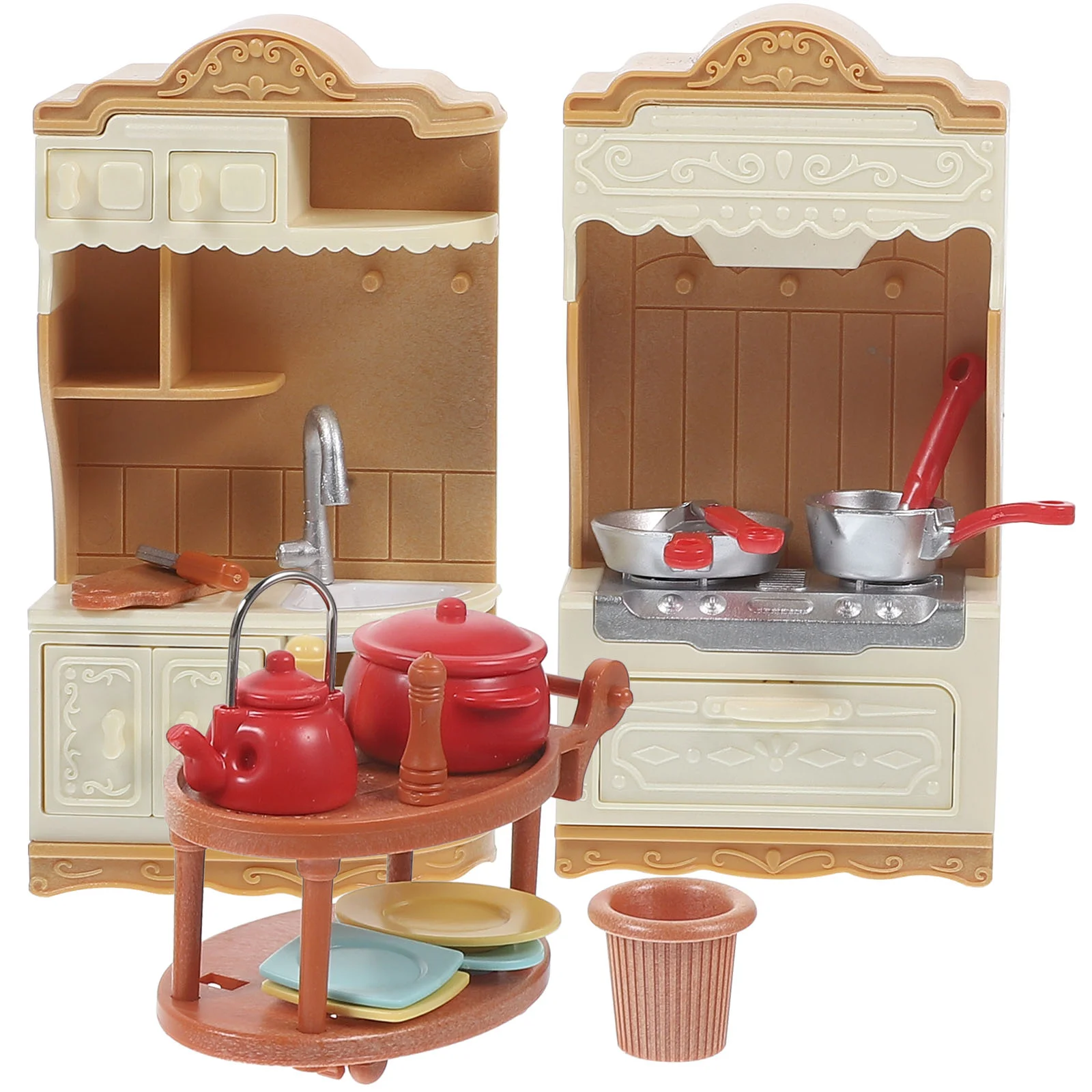 Set Dollhouse Kitchen Cabinet Toys Baby Tiny Homes Plastic Micro Landscape Models