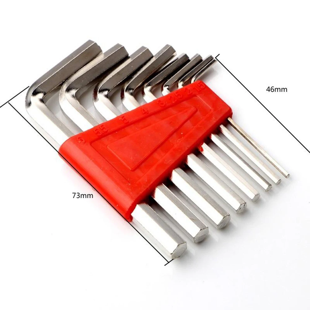 8pcs Metric L Type Hex Wrench Set Short Arm Design for Automotive and Household Repairs Heat Treated Steel for Long Use