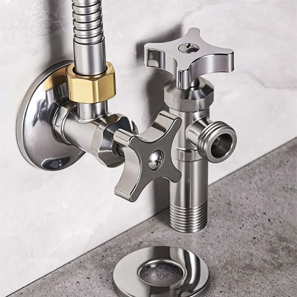 Válvula triangular de acero inoxidable duradera, válvula angular engrosada con rosca, sello a prueba de explosiones, válvula para calentador de agua, inodoro