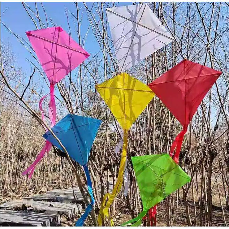 Traditional Diamond Kite DIY Materials Pack Children's Hand Kite  Bamboo Frame Graffiti Hand Drawing Kit for Kids