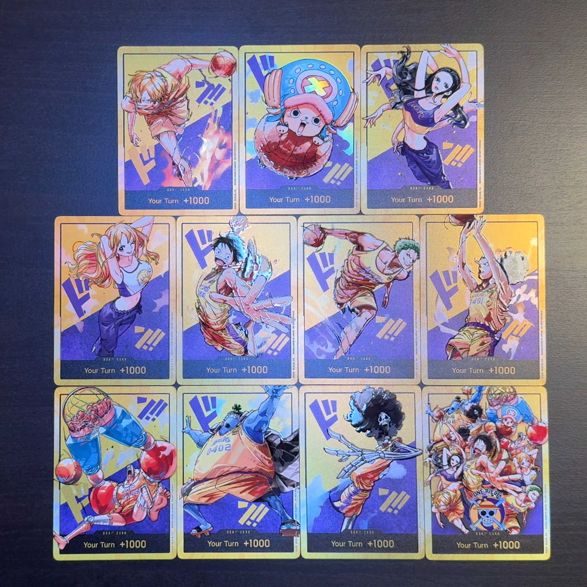 One Piece OPCG Inglés Tarjeta dorada DON Sombrero de paja Crew x Lakers Luffy Zoro Nami Sanji Usopp Chopper Robin Franky Brook Jinbe