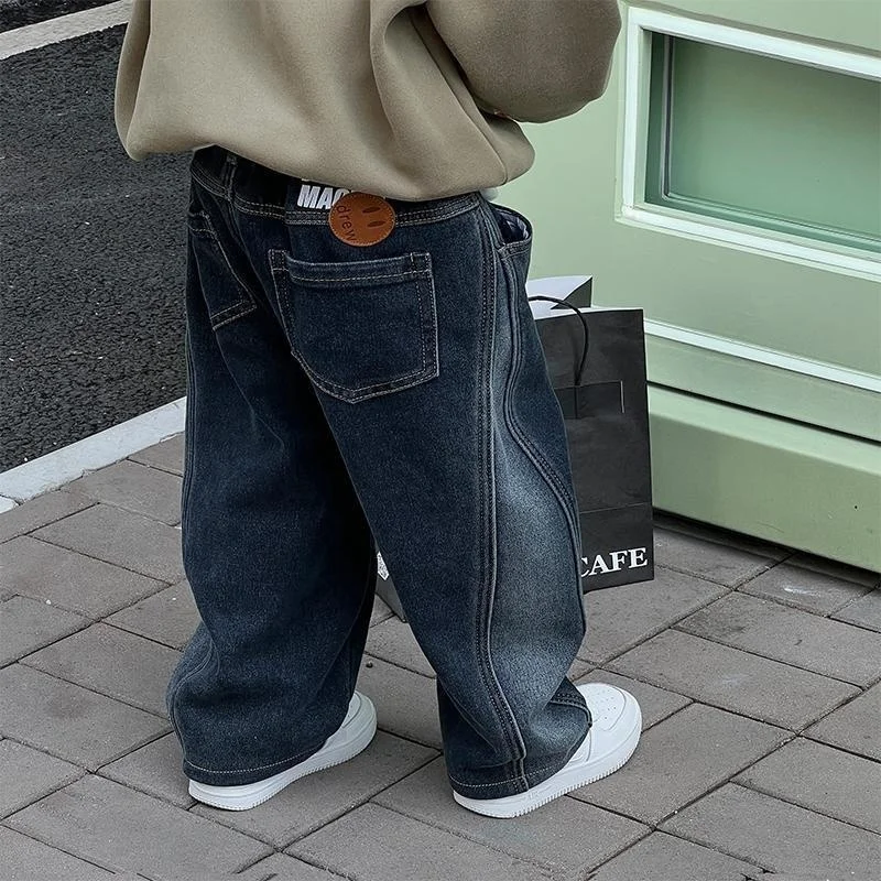 Boys Casual Jeans Children Denim Ripped Jeans Kids Trousers Toddler Girl Fall Clothes 2025 Baby Harem Pants Baggy Jeans