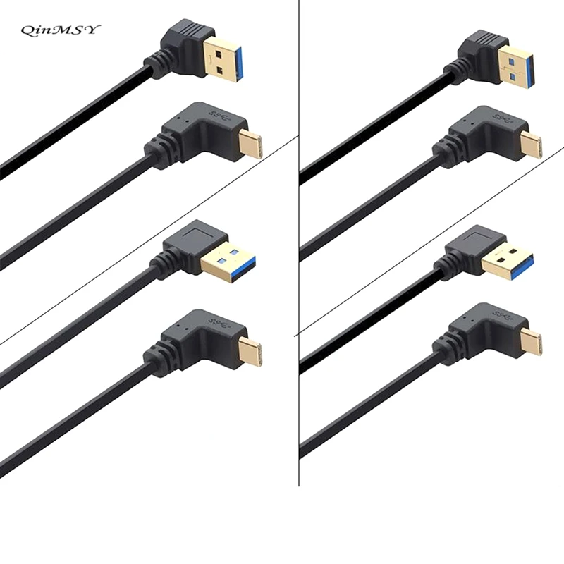 

Gold Plated 90 degree Down&Right Angle USB 3.0 (Type-A) Male to USB3.1 (Type-C)Male USB Data Sync & Charge Cable Connector 0.25m