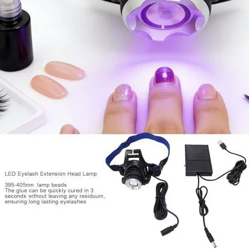 Spot Head-mounted 5W Eyelash Grafting Extension Nail Beauty with Foot Pedal Ultraviolet UV Cure Lamp 1/2 bottle glue