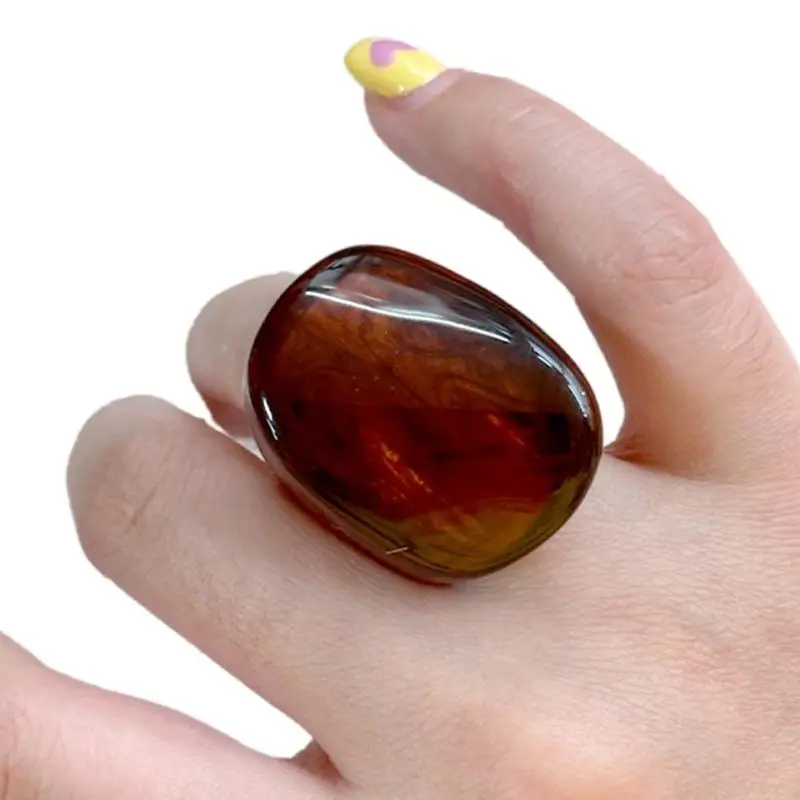  Retro Inspired Geometric Ring User Friendly Resin Fashion Finger Band Charm