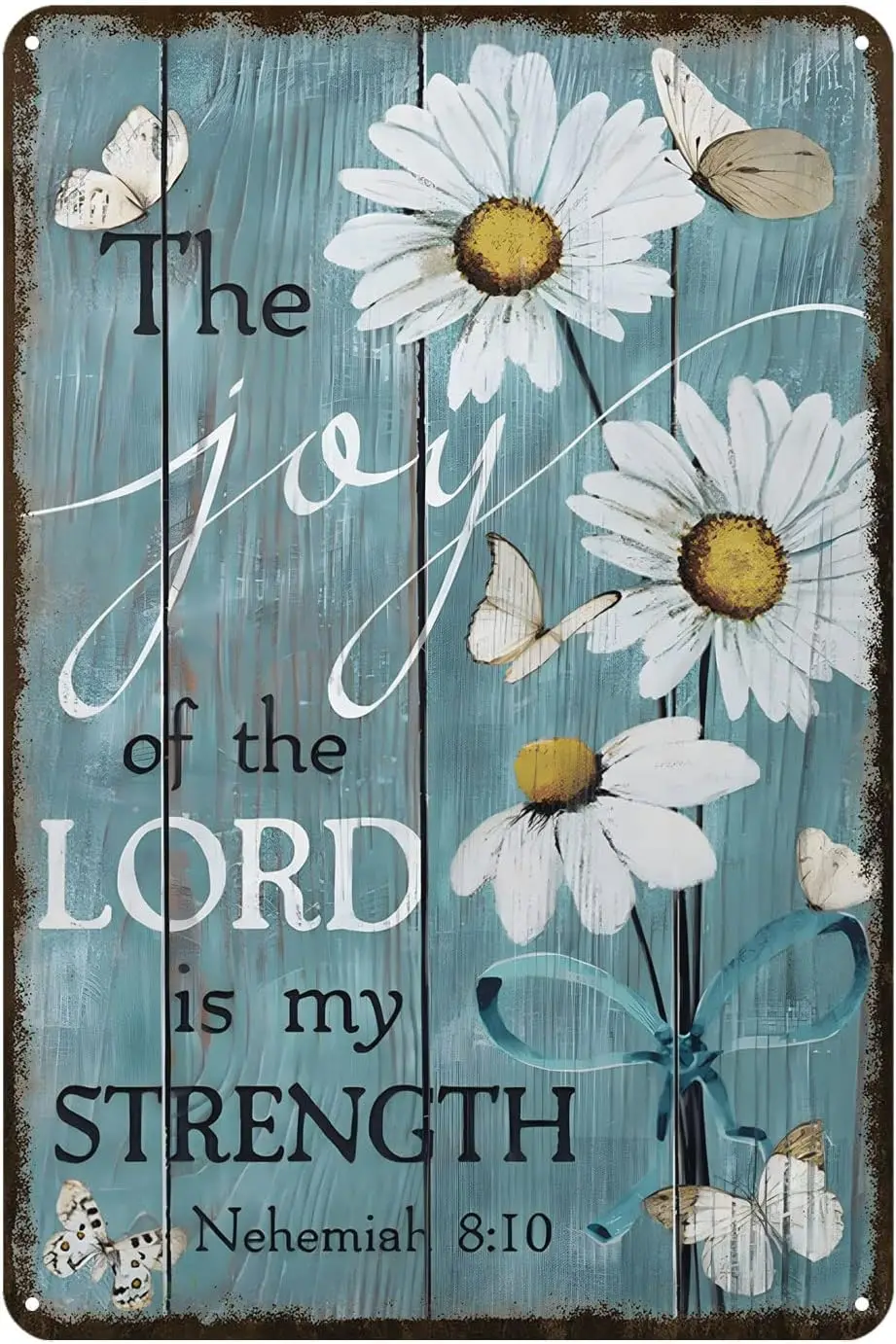 Y1,Aenaon Vintage Tin Sign The Joy of Lord is My Strength Retro Home Kitchen Bar Rustic Wall Decor Funny es-aluminum