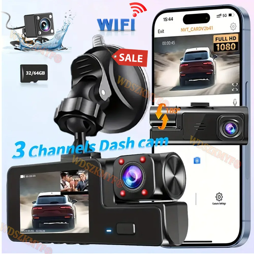 

2/3 камера WIFI & APP Автомобильный видеорегистратор 2-дюймовый HD-экран Видеорегистратор Автомобильная камера 1080P Видеорегистратор Камера заднего вида Черный ящик Автомобильные аксессуары видеорегистратор，видеорегис