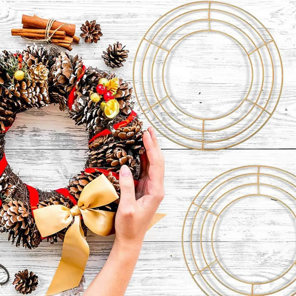 20-40cm Wreath Frame Wall Hanging Metal Rust-proof Wire Wreath Form Making Supplies Floral Crafts Iron Circle For Home Decor