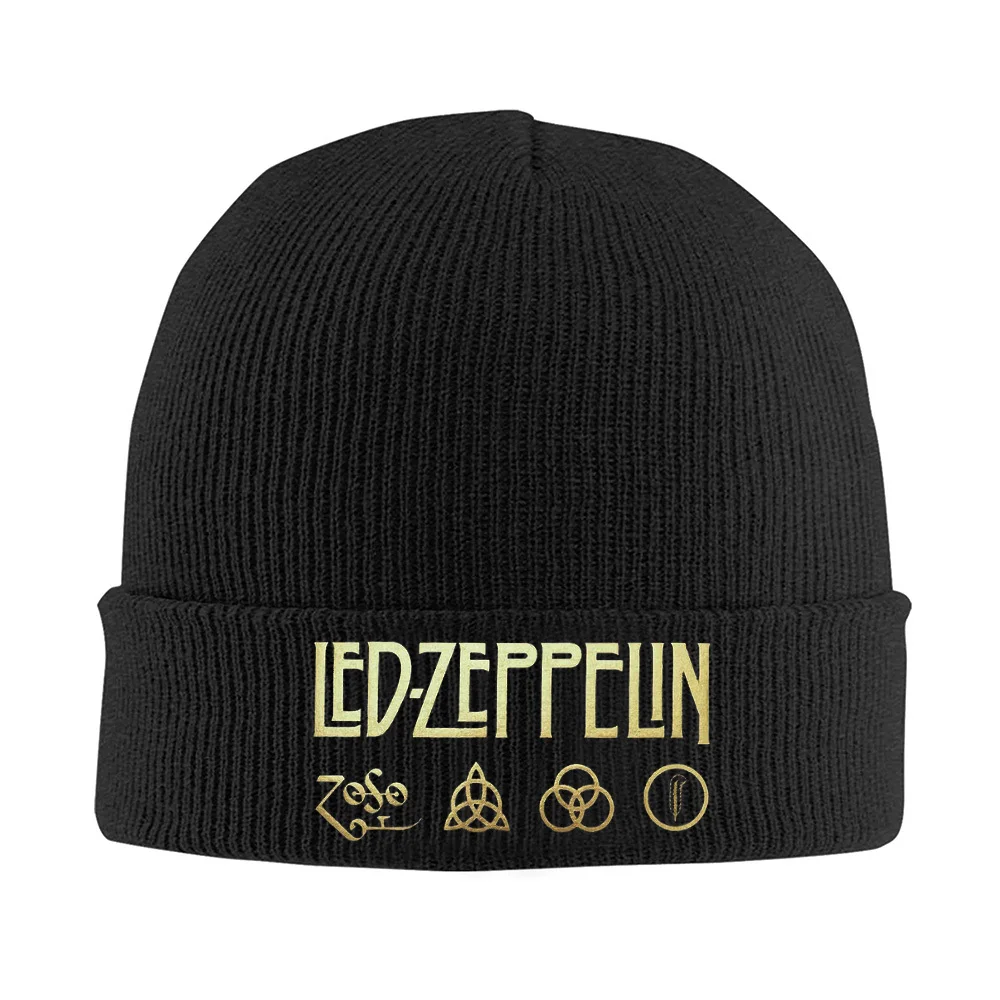 Led Zeppelin símbolos álbum de banda de música hombres mujeres Unisex sombrero de punto gorro Jersey gorra invierno térmico cálido Navidad al aire libre Cyc