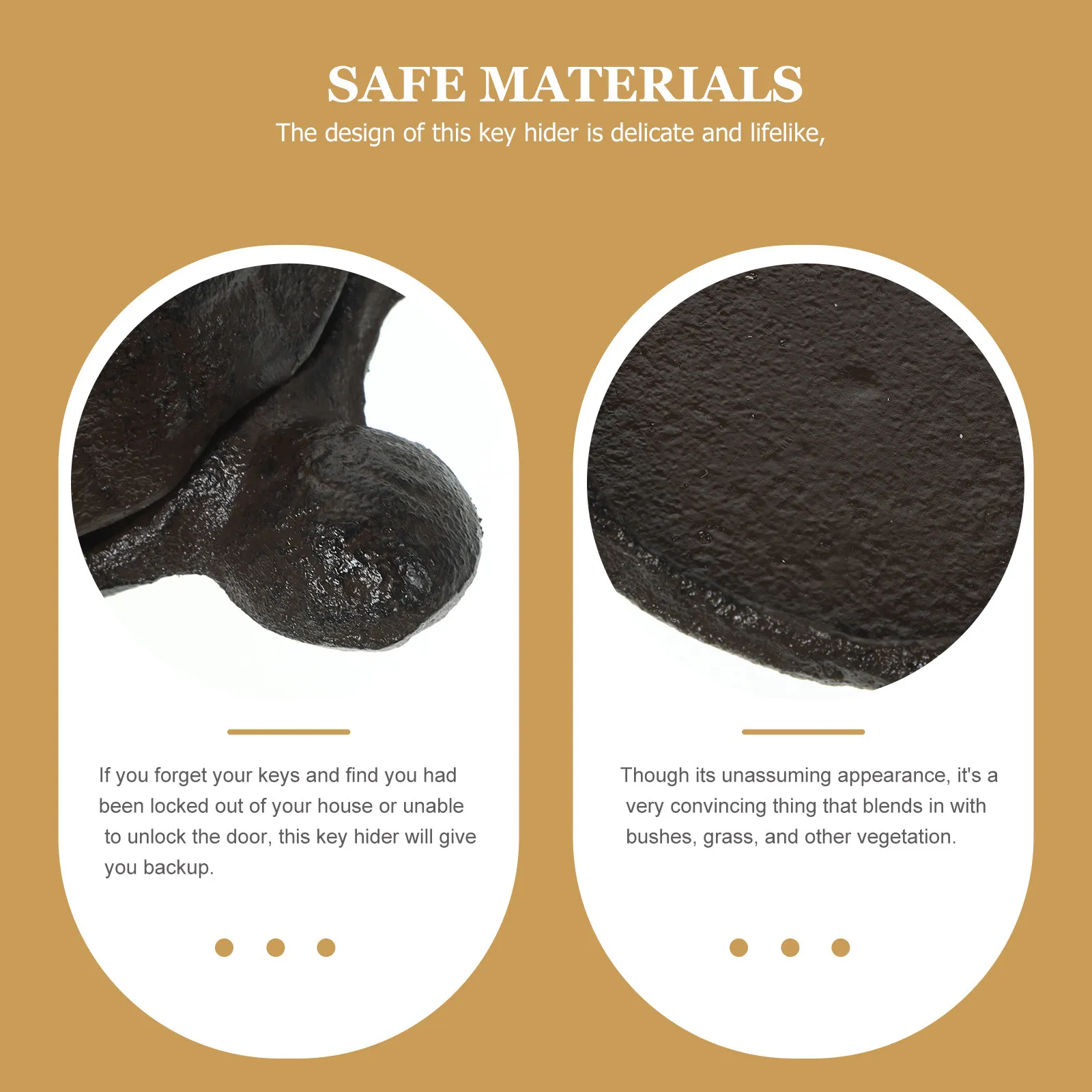 Cast Iron Brown Simulated Appearance Hider Lifelike Garden Key Hider Decoration Yard Outdoor Use Safe Materials
