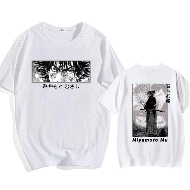 Fashion Harajuku Bagabondo Anime Eyes Vagabond T-Shirt Men Women Casual Miyamoto Musashi Short Sleeve Graphic Cotton Summer Top