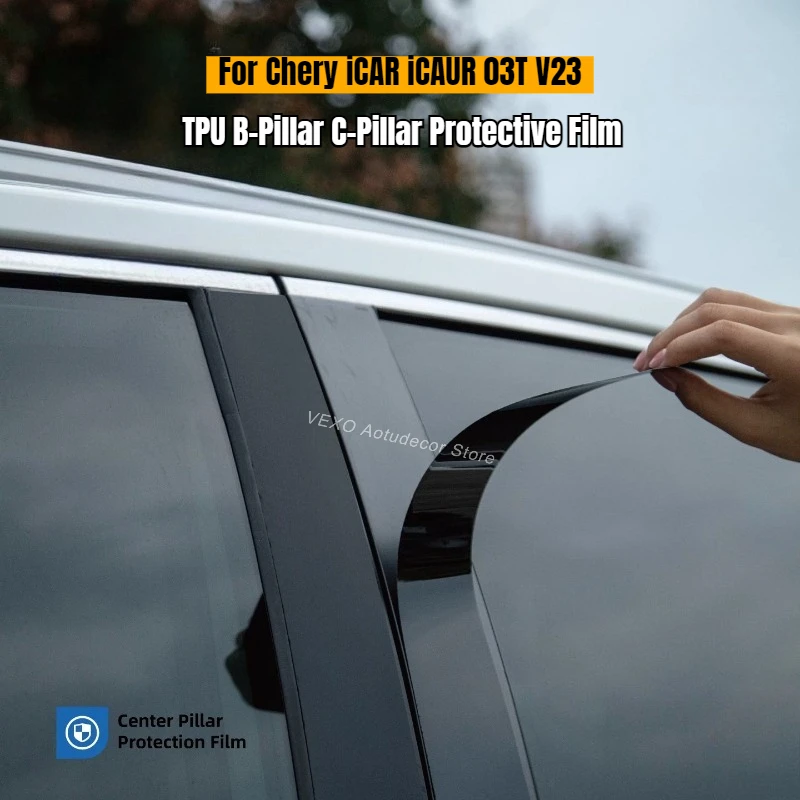 

For Chery iCAR iCAUR 03T V23 Car TPU B-Pillar Stickers C-Pillar Window Protective Film Glossy Matte Black Exterior Accessories