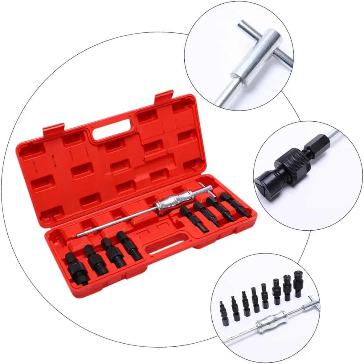 

9Pcs Repair Kit Inner Bearing Remover Hammer Puller Bearing Kit Slide Hammer Attachments Bearing Extractor Removal Supplies