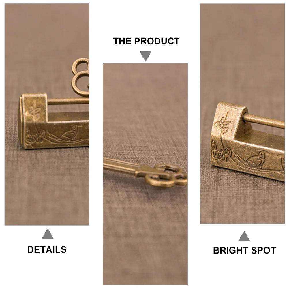 

1Set Retro Chinese Padlock Vintage Mini Jewelry Box Latches Lock Alloy Decorative Buckle for Jewelry Suitcase Small Box
