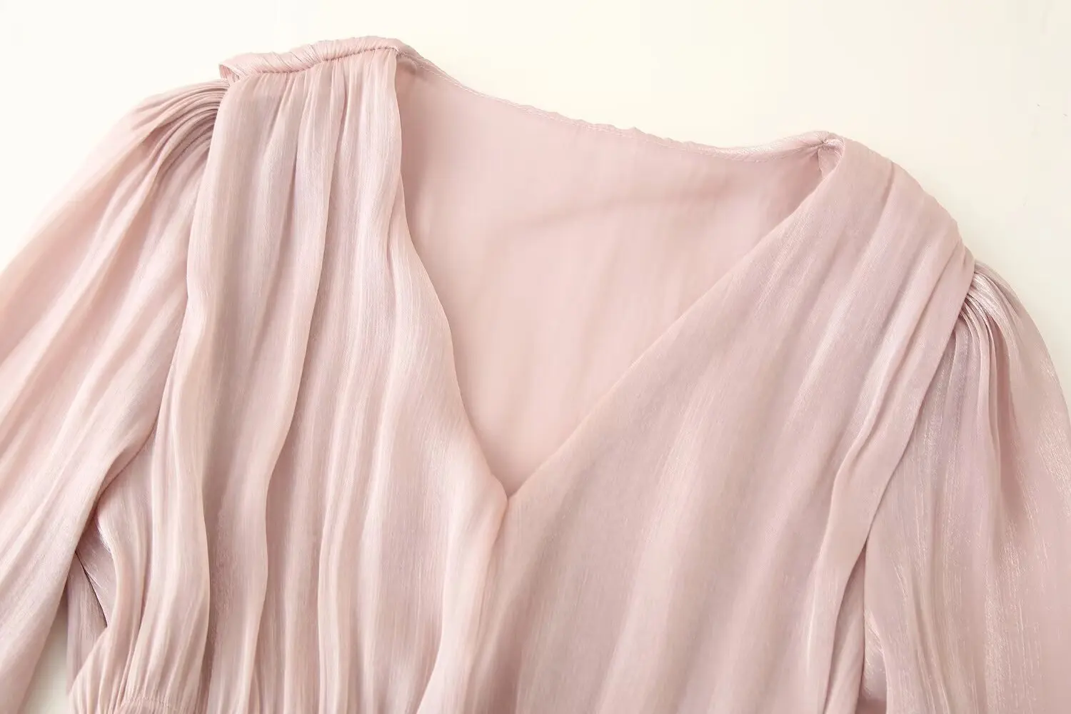 Elegant Pleated A-line Mini Dresses Holiday Party Robe Women Autumn Puff Long Sleeve Dress V Neck Bow Sashes Dress