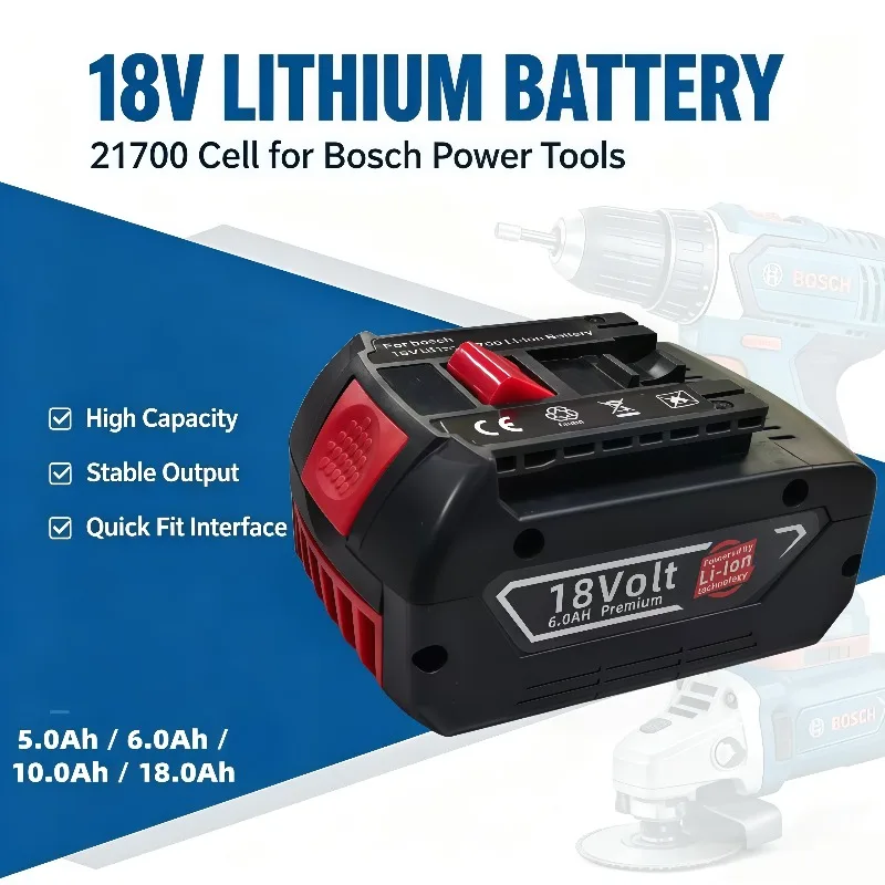 18V 5.0‑18.0Ah Rechargeable Lithium‑ion Battery Pack Fit Lpega GBA GSR GSB BAT618 BAT609 BAT620