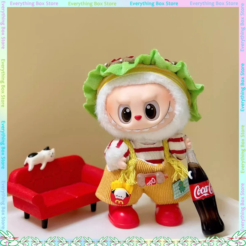 

New Cute Hamburger Set Doll Dress Up Suitable For 17cm Labubu Doll Decoration Accessories As A Gift For Friends And Children