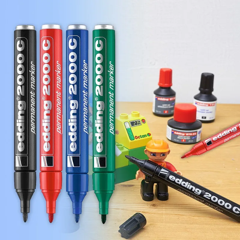 

Refillable Oil Based Marker Pen 2/5pcs Black Aluminum Body 1.5-3mm Permanent Metal Marking Pen for Office Industrial