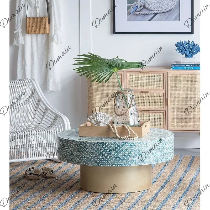 BJ AB HOUSE Vietnam Handmade Inlaid Shell Side Coffee Table Living Room Sofa Table Fast Shipping