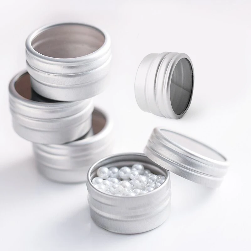 10pcs Round Window Box 32*18mm 10ml Metal Aluminium Container fit DIY Handmade Jewelry Finding Beads Press On Nail Art Storage