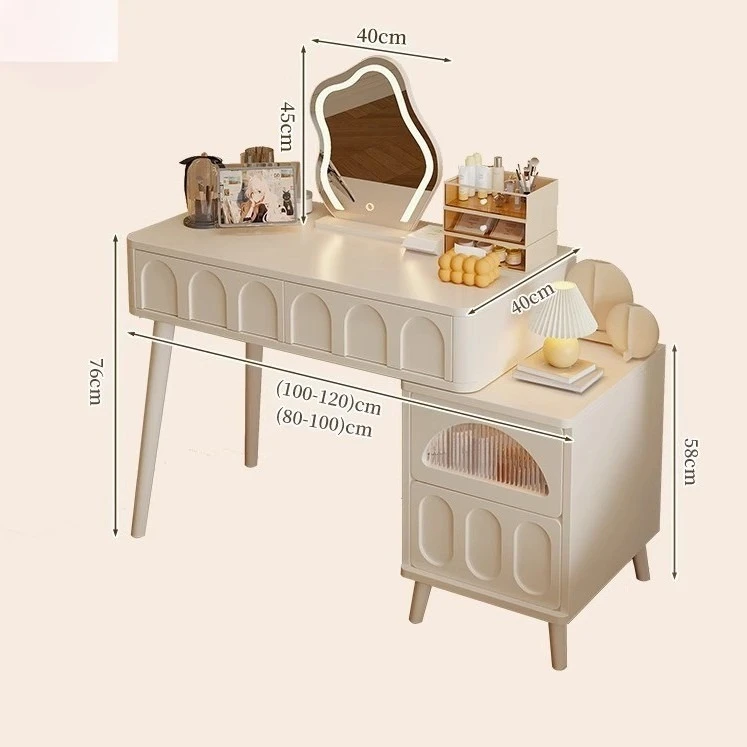 خزانة على الطراز الفرنسي الكريمي لغرفة النوم الرئيسية الحديثة الفاخرة والبسيطة 2025 خزانة تخزين المكياج المنزلية الصغيرة الجديدة #3
