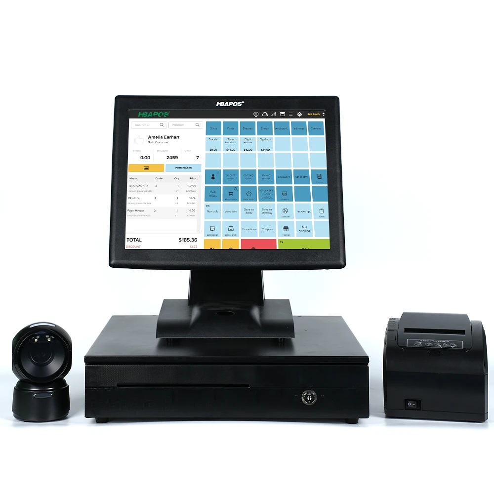 

ATV&UTV15 Inch Billing System Desktop Touch Screen with VFD Cash Register Automatic Cashier Machine for Small Business