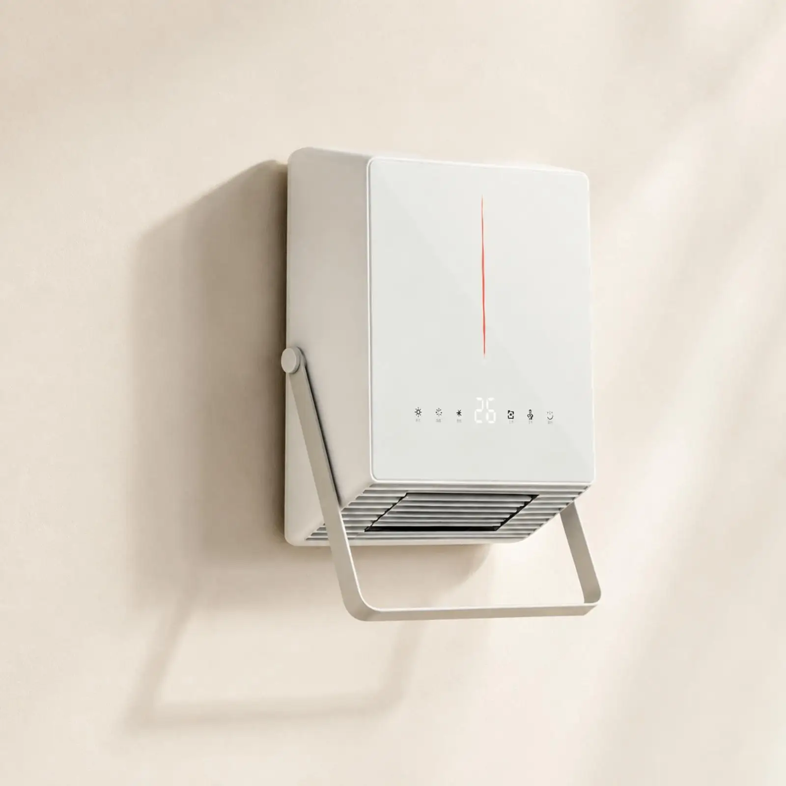 Wall-Mounted Electric Fan Heater Adjustable Air Movement Wall-Mounted Heater with Touch Control Panel Fast Heating Space-Saving