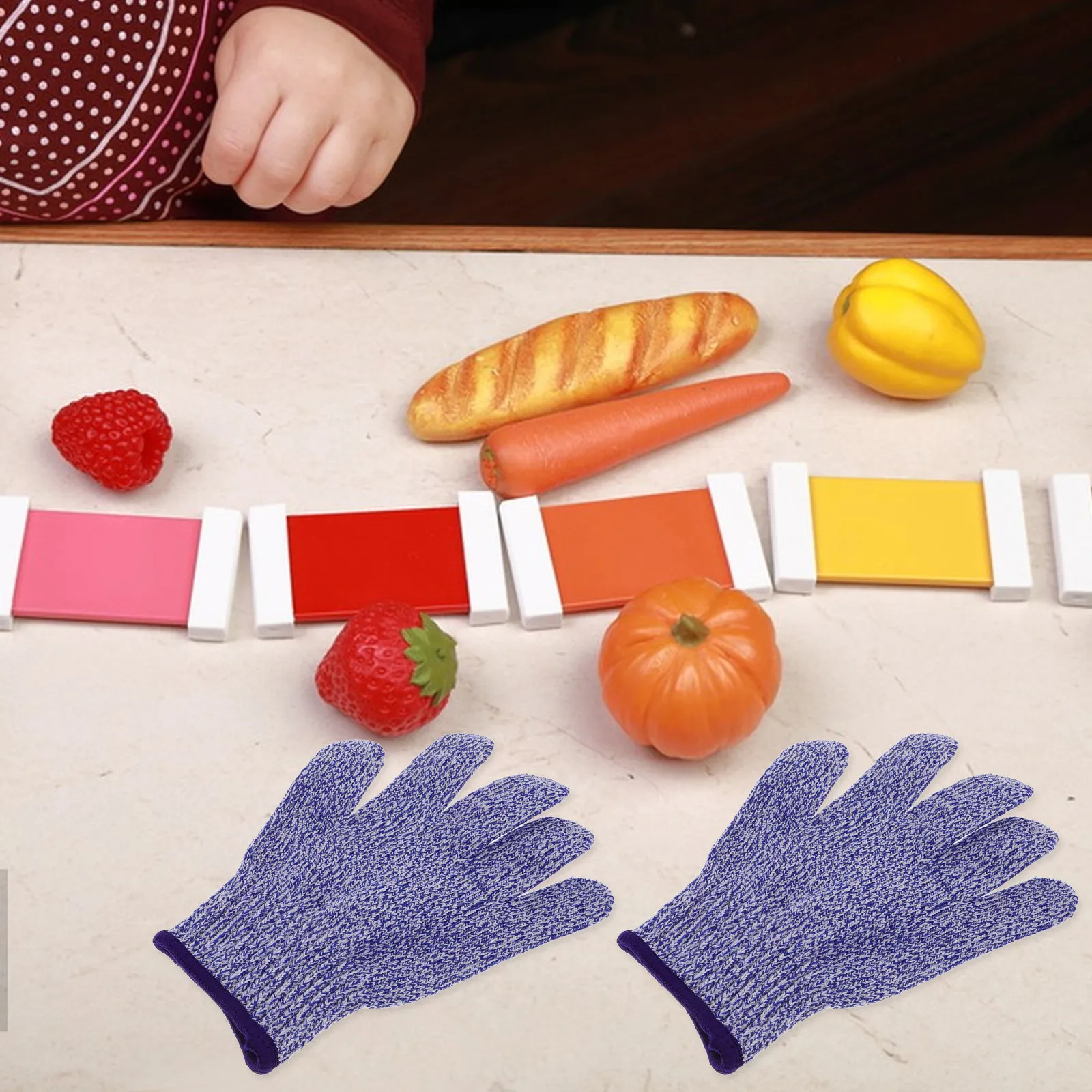 

1 Pair Cut Resistant Kids Gloves Level 5 Safety Protective Kitchen Gloves Blue Xs for Cutting Slicing Peeling Cooking Tasks