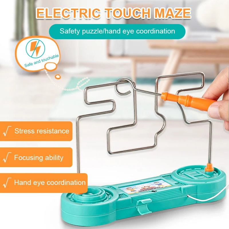 Electric Touch Maze Toys allenamento di concentrazione, giochi da tavolo, impatto della linea di fuoco, coordinazione occhio-mano, interazione di battaglia Puzzle