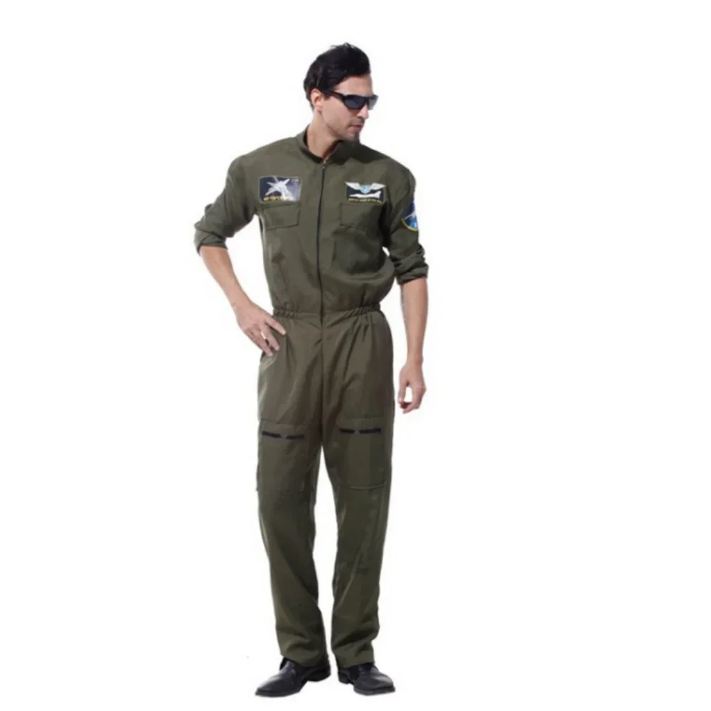 Costume de pilote de l'Air Force pour homme adulte, ensemble de jeu de rôle, costume de scène pour les fêtes