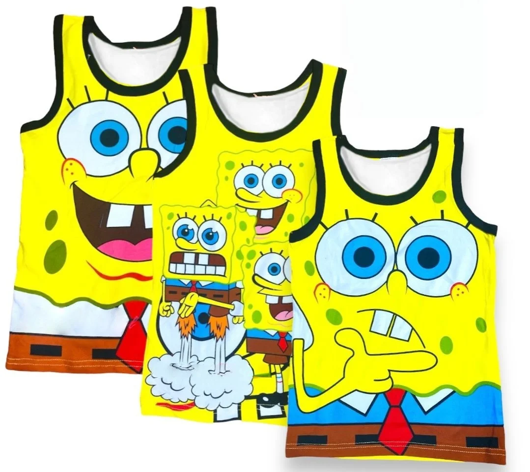 Adult and Kids Funny Eye-Catching SpongeBob Emoji Vest, Multi-Expression 3D Print Sleeveless T-Shirt
