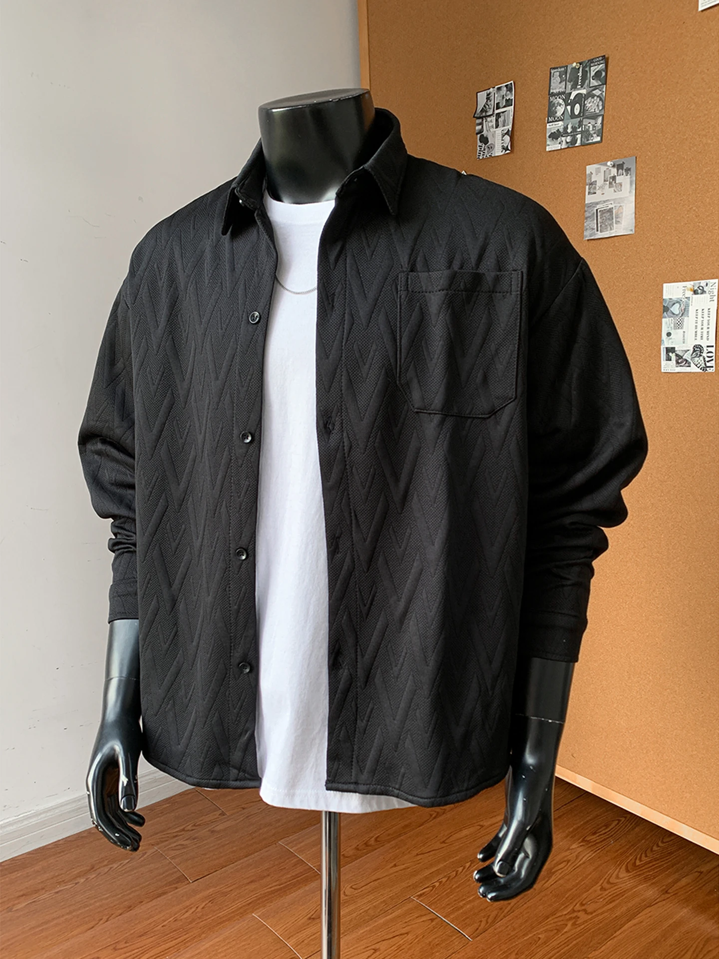 

Мужская рубашка GPOUHO с длинным рукавом, свободного кроя, с воротником, текстурированная, премиум-класса, весенняя мода, из смесового полиэстера, весна-осень