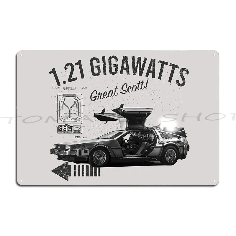 Back To The Future 1 21 Gigawatts Delorean Car Metal Sign Garage Pub Cinema Wall Decor Designer Tin Sign Poster