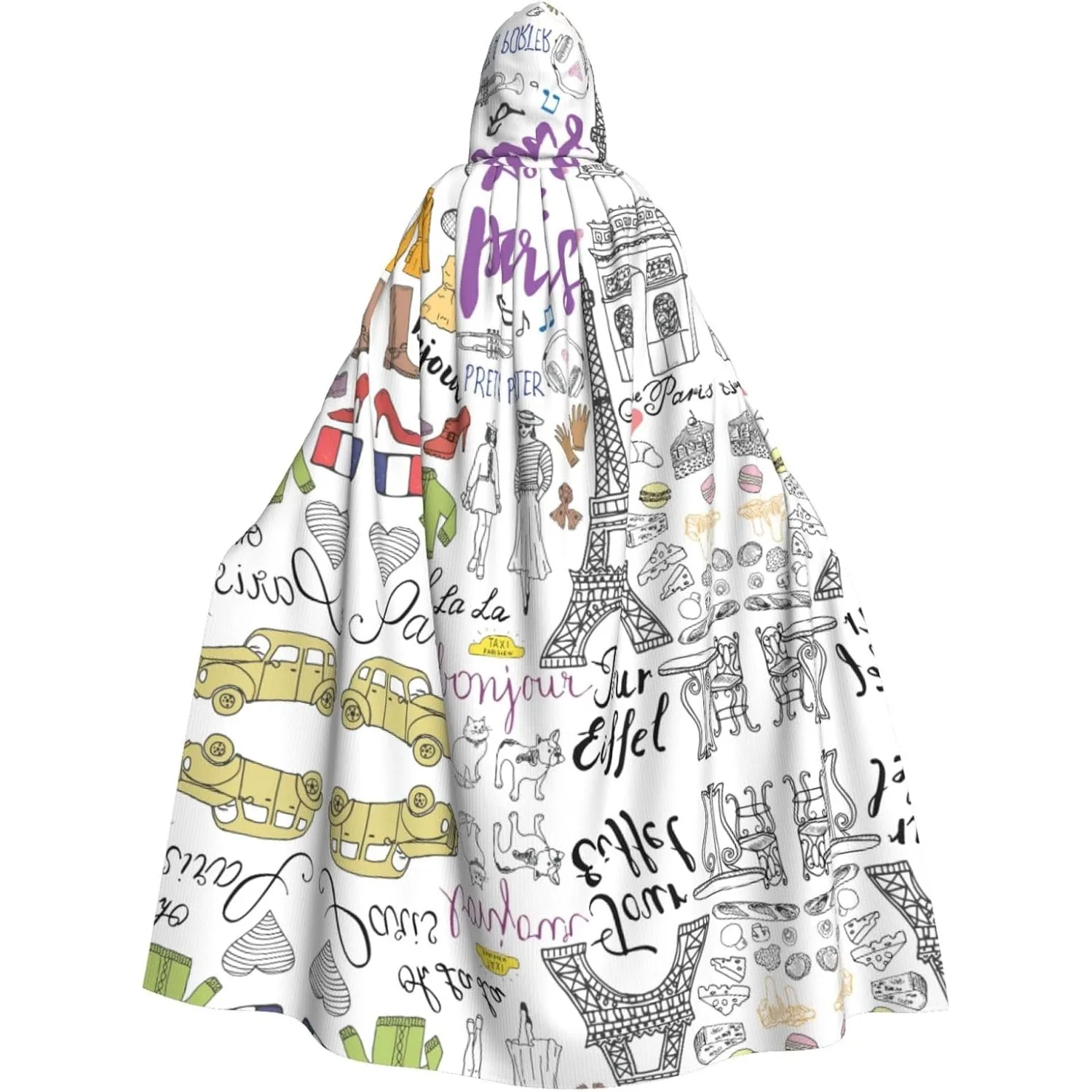 

Французский Парижский тур Эйфелева башня с принтом для взрослых, накидка с капюшоном, карнавальная фестивальная накидка, халат для косплея, костюм для вечеринки, готический карнавал
