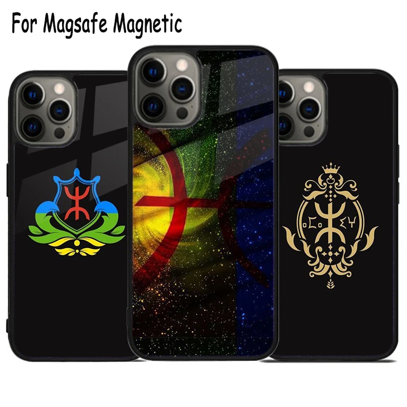 Magsafe-funda de teléfono con bandera Berber del norte de África, carcasa de carga inalámbrica para iPhone 15, 16, 14, 13, 11, 12 Pro Max Plus, parachoques magnético