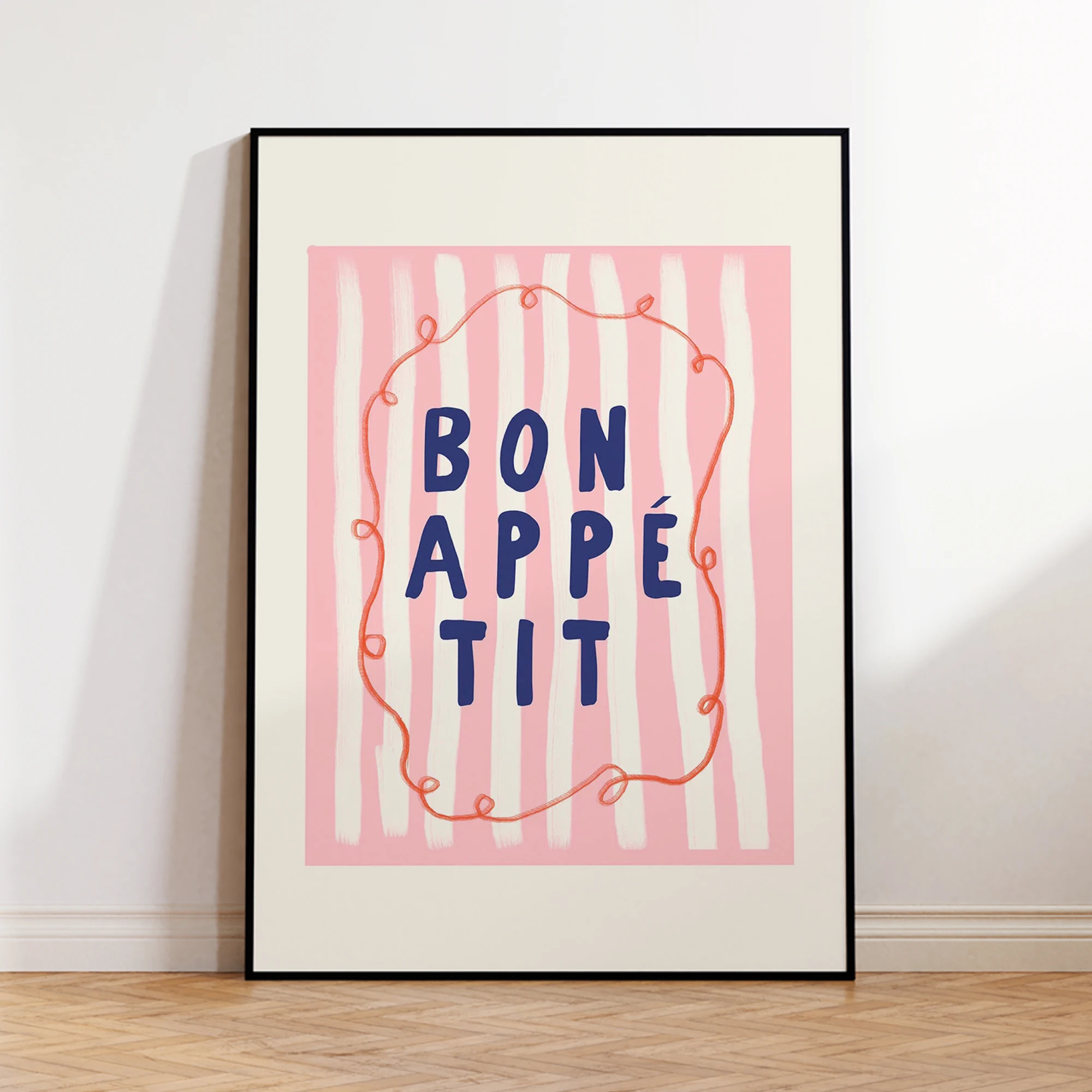 Modern,Minimalist Bon Appetit Pink Wall Art Print Canvas Painting Poster Picture For Living Room,Bedroom Home Decor