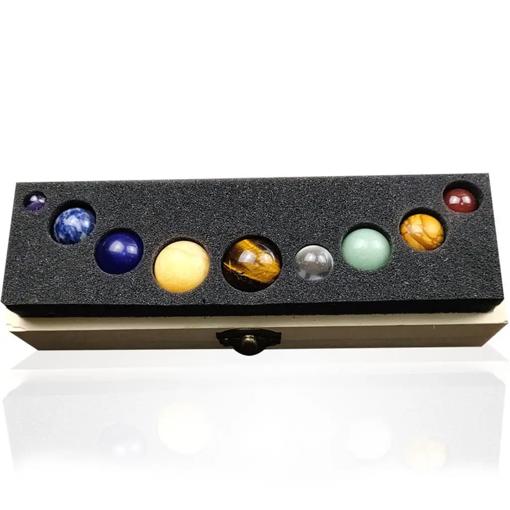 Nine Planets Natural Crystal Balls Gemstones Feng Shui Teaching Props Decor